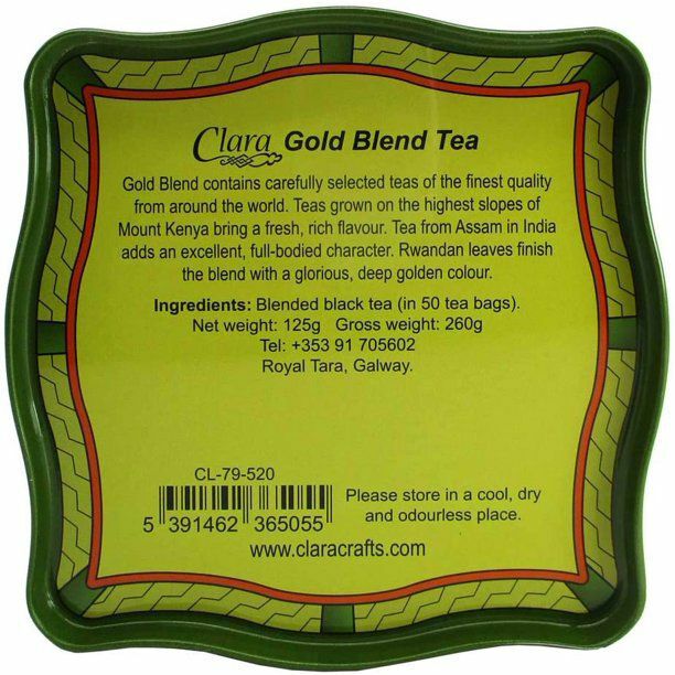 Irish Breakfast Tea Celtic Peacock Tin African Indian Gold Blend 50 Bags 125g