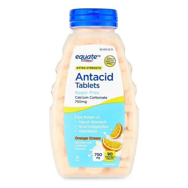 Sugar-free Antacid, Orange Cream Chewable Tablets, 750 Mg