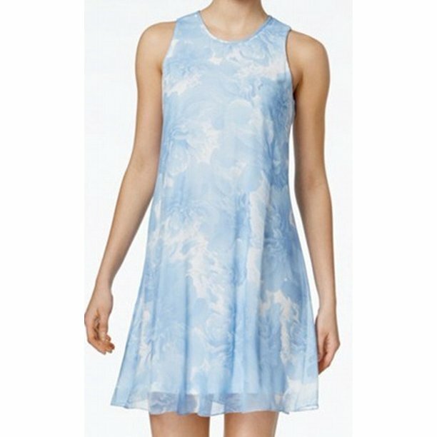 

Calvin Klein NWT Elegant SERENE MULTI шифоновое платье с трапециевидным принтом, размер, Синий, Elegant