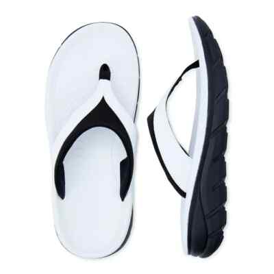 ATHLETIC WORKS LADIES WOMENS WHITE FLIP FLOPS SANDALS SHOES HIGHTAIL NEW