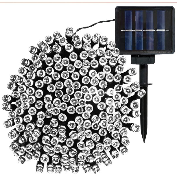 Sunnydaze Solar String Lights, 200 LED Outdoor Fairy Patio, 68 Foot - White