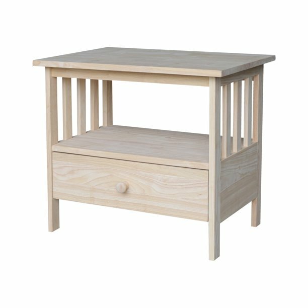 W/ Drawer Shelf Media Storage Traditional Style Unfinished