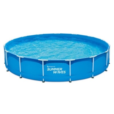 Summer Waves 15 ft Round Active Frame Above Ground Pool, Blue, Ages 6 and Up, Un