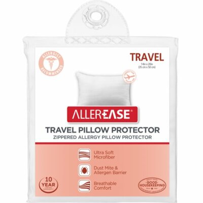 Aller-Ease Zippered Microfiber Pillow Protector Travel Soft Touch Washable NEW