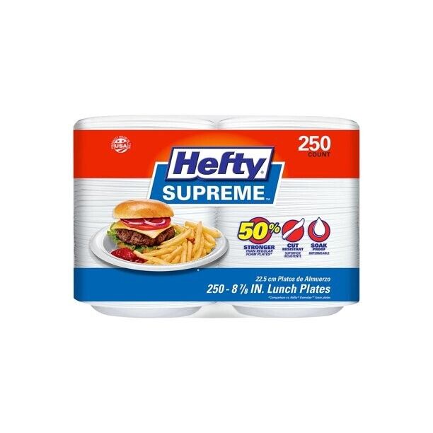 Hefty Supreme Foam Disposable Lunch Plates, 8 7/8" (250 Ct.) Party Throw Away
