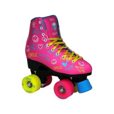 Epic Blush High-Top Quad Roller Skates w/ 2 pr of Laces (Pink & Blue) Ladies 7