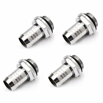 Bitspower G1/4'' to 3/8'' Barb Fitting for Soft Tubing, True Silver, 4-pack