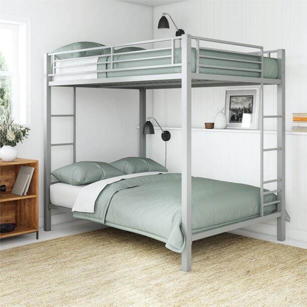 DHP Sidney Full over Full Metal Bunk Bed, Silver Perfect Bed