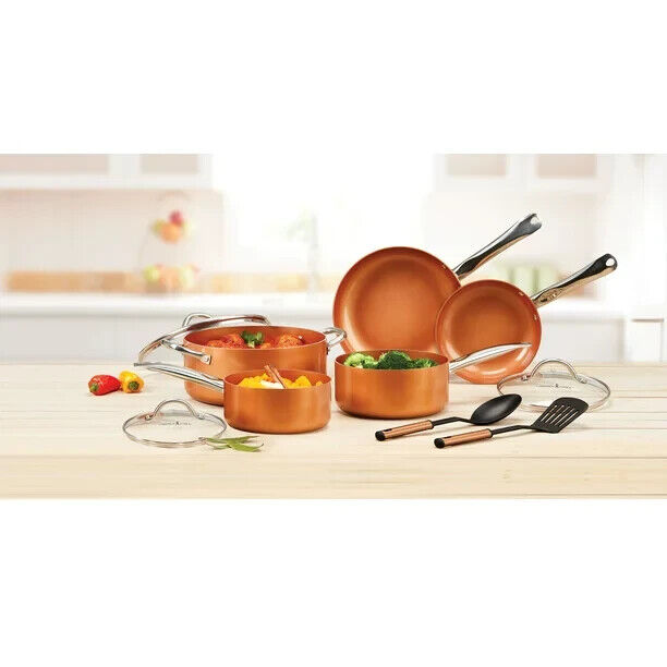 Copper Chef NonStick Coating Cookware Pot and Pan + Lid Set Cooking Set 10 Piece