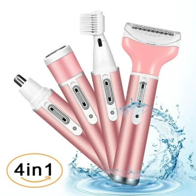 4 in 1 Women Electric Shaver Rechargeable Waterproof Razor Painless Epilator 