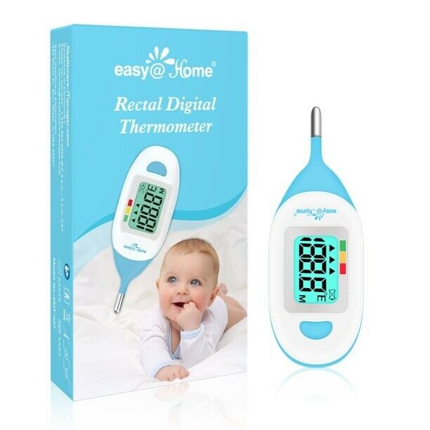 Easy@Home Baby Rectal Thermometer w Fever Indicator and Safety Insertion Guard
