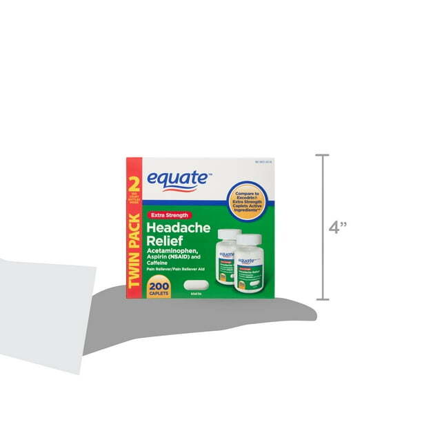 Equate Extra Strength Headache Relief Caplets, 250 mg, 100 Count, Twin Pack - US