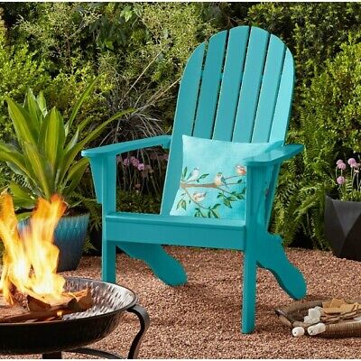 Mainstays Wood Outdoor Patio Adirondack Chair, Turquoise Blue