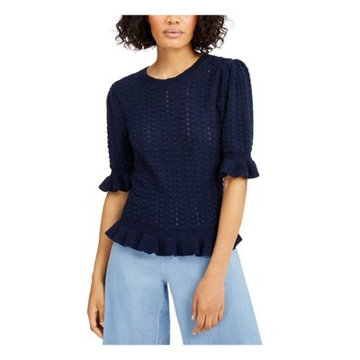 

Женский свитер с рюшами и рукавами до локтя Inc, темно-синий, большой, Navy