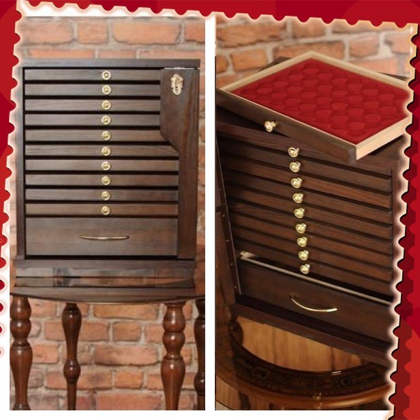 New Coins Medals Drawers Chest Tray Collection Cabinet 10 Trays