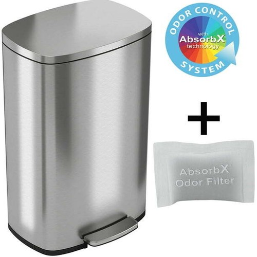 13.2 Gallon Step Pedal Garbage Can, Stainless Steel, 50 Liter, Kitchen Trash Bin