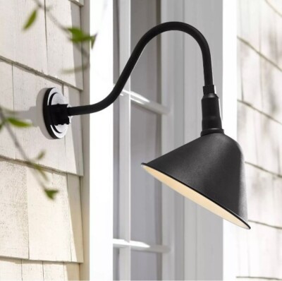 Neihart Rustic Outdoor Wall Light (RLM) Black 18'' Gooseneck Barn ~NEW~