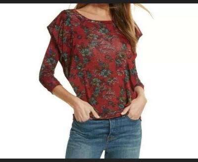 NEW Free People Womens Red Doc Street Ruffle Floral Print Size XS NWT
