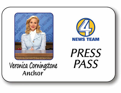 VERONICA CORNINGSTONE FROM ANCHORMAN NAME BADGE PROP HALLOWEEN COSTUME PIN BACK