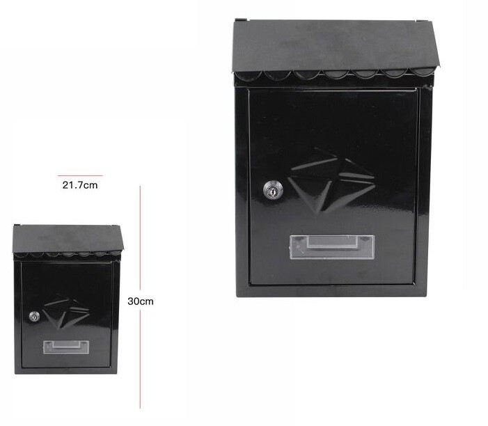 Cassetta Della Posta Postale Box Lettere Metallo Con Tetto Da Esterno Nera dfh