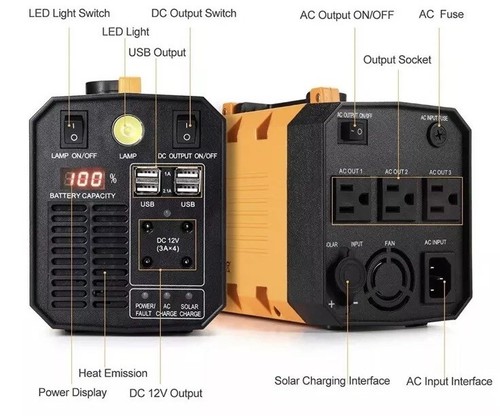 Aeiusny UPS Backup Battery 500W Portable Generator, Uninterrupted Power Supply