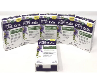 6 Pks Of 40 Tabs Each- Vicks ZzzQuil Pure Zzzs Restorative Herbal Sleep Tabs