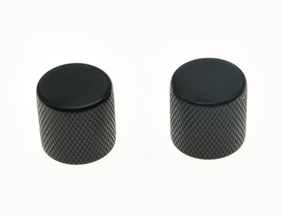 2-Pack Black Flat Top Metal Tele Telecaster Knobs 18mm Guitar Bass Barrel Knob
