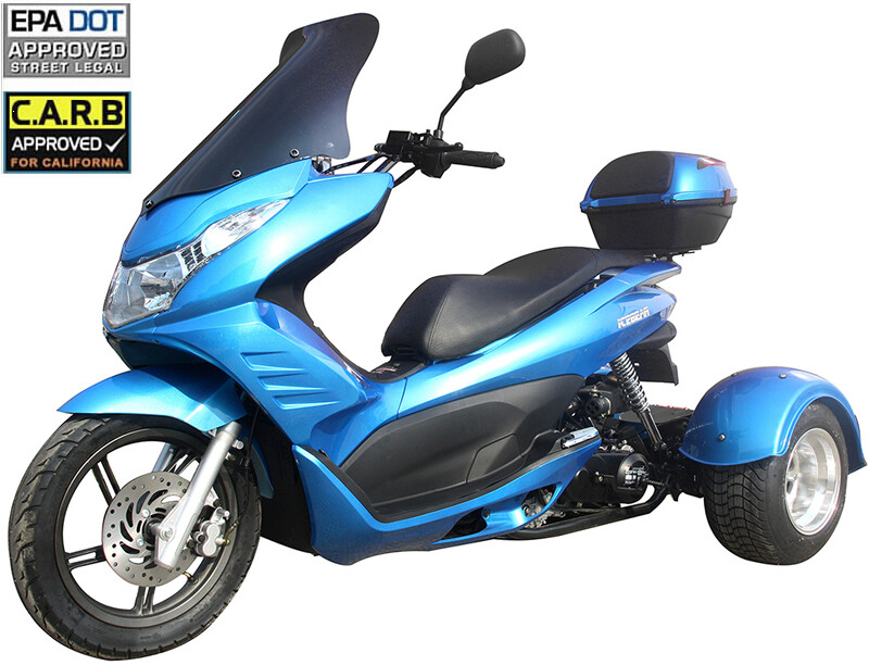 FREE SHIP ICE BEAR Q6 Motor Trike Tricycle Gas Scooter 49cc 50 Moped +Windshield