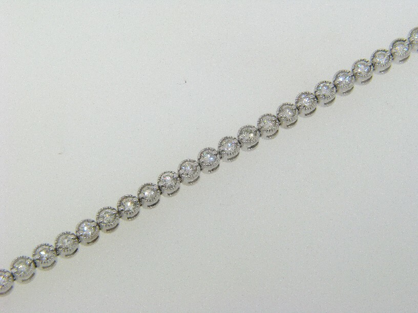Pre-owned Morris 5.05 Ct Natural Diamond Bracelet Si 14k White Gold 7''