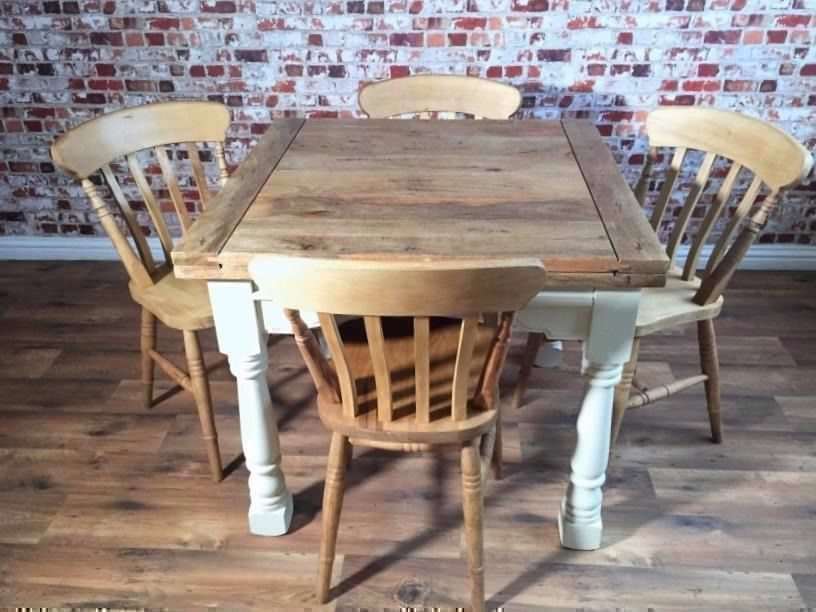 Extending Rustic Farmhouse Dining Table Set With Chair In Any