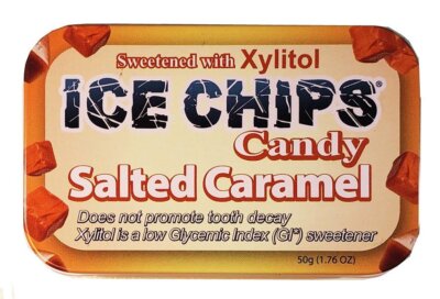 Ice Chips Candy Конфеты ручной работы в жестяной банке Соленая карамель 1,76 унции Конфеты