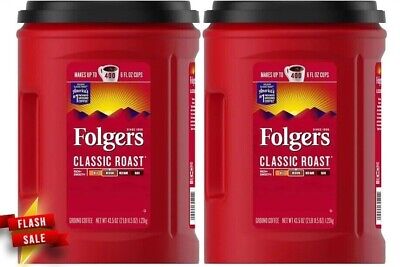 2 PACK Folgers Classic Roast Ground Coffee (43.5 Oz.)