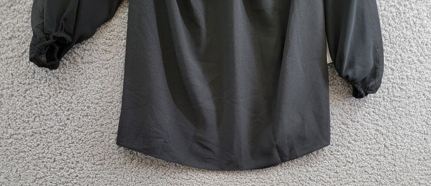 1.STATE Off-The-Shoulder Halter Neck Blouse Women's XXS Black Button Back L/S - Picture 4 of 15