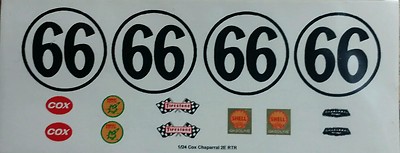 Repro 1/24 Cox Chaparral 2E RTR #66 Peel-N-Stick Decal Set 