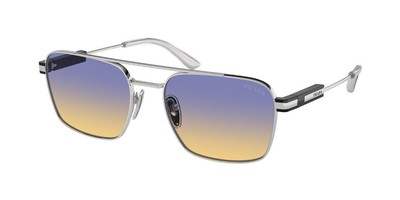 Pre-owned Prada Pr 67zs 1bc06z Silver Iris Sfumato Sole 56 Mm Unisex Sunglasses