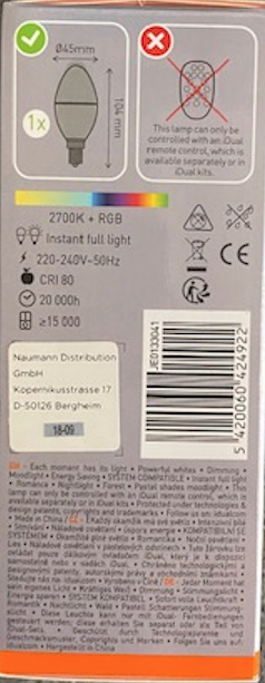 Idual LED Leuchtmittel Leuchte Lampe E14 Kerze 1er Pack JE0133041