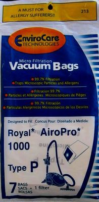 7 Royal AiroPro 1000 Type P Envirocare Vacuum Bags