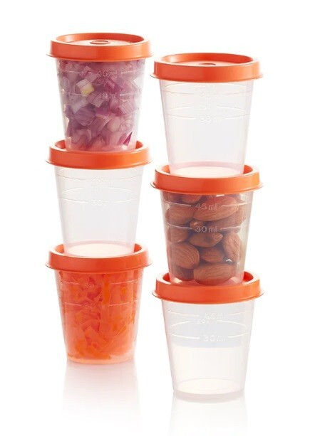 Tupperware Tupper Mini Midgets Container 2oz Set of 6 Cozy Rosy Seal New