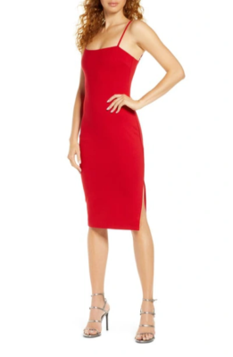 Paulina red bodycon midi best sale dress