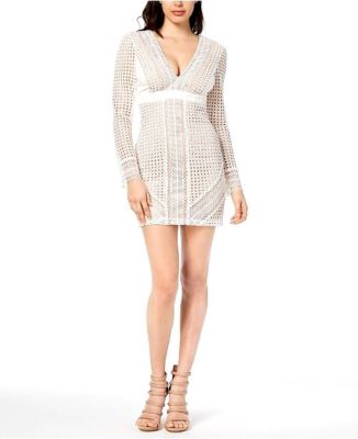 $329 Bardot Womens White V Neck Longsleeve Clio Panel Lace Trim Dress Size 10