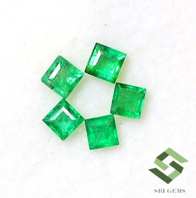Natural Emerald Square Cut 2.75 mm To 3 mm Lot 05 Pcs 0.61 CTS Loose Gemstones