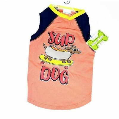 Simply Wag ''Sup Dog'' Dog Pet Apparel Shirt Hotdog Size Small