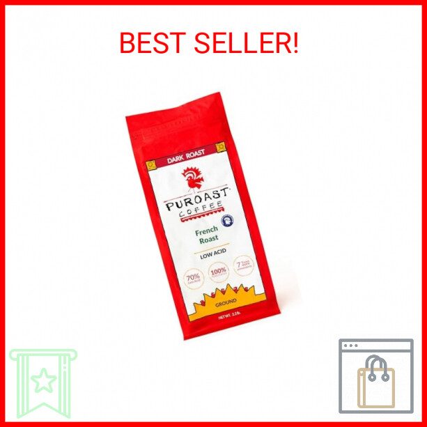 Puroast Low Acid Coffee Ground French Roast, Dark Roast, Certified Low Acid Coff