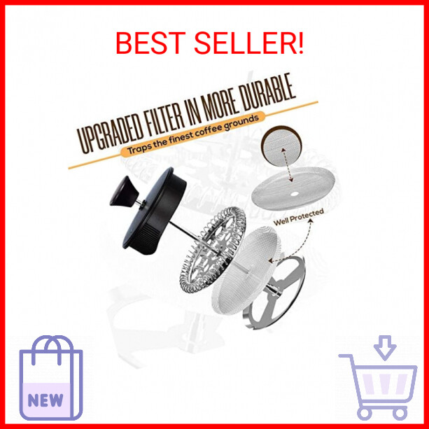 Utopia Kitchen Travel French Press Coffee Maker 34 Oz, French Press Tea Maker, C