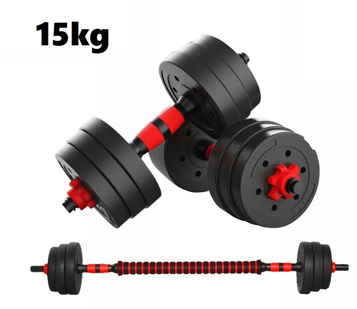 Set Manubri Bilanciere Dumbbell Pesi Regolabili Componibili 15Kg Palestra