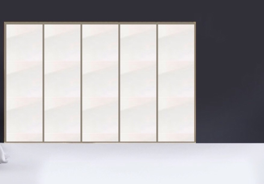 5 White Framed Mirrored Fitted Wardrobe Doors With Track In