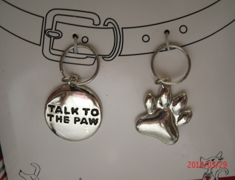 Pet Collar Charms 2pc Set Talk to Paw Pawsitively Spoiled Paw Power Dog Cat