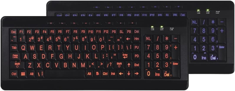 Imbaprice Large Font Print USB LED Backlit Keyboard, Orange and Blue (IMBA-LOB-B