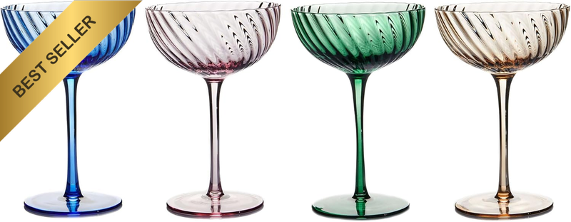 Layla Cocktail Glass ASST Colour 220ML S/4