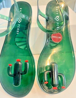 Katy Perry Summer Green Cactus Geli Jelly Shoes Flat Sandals Womens Size 10 -NEW